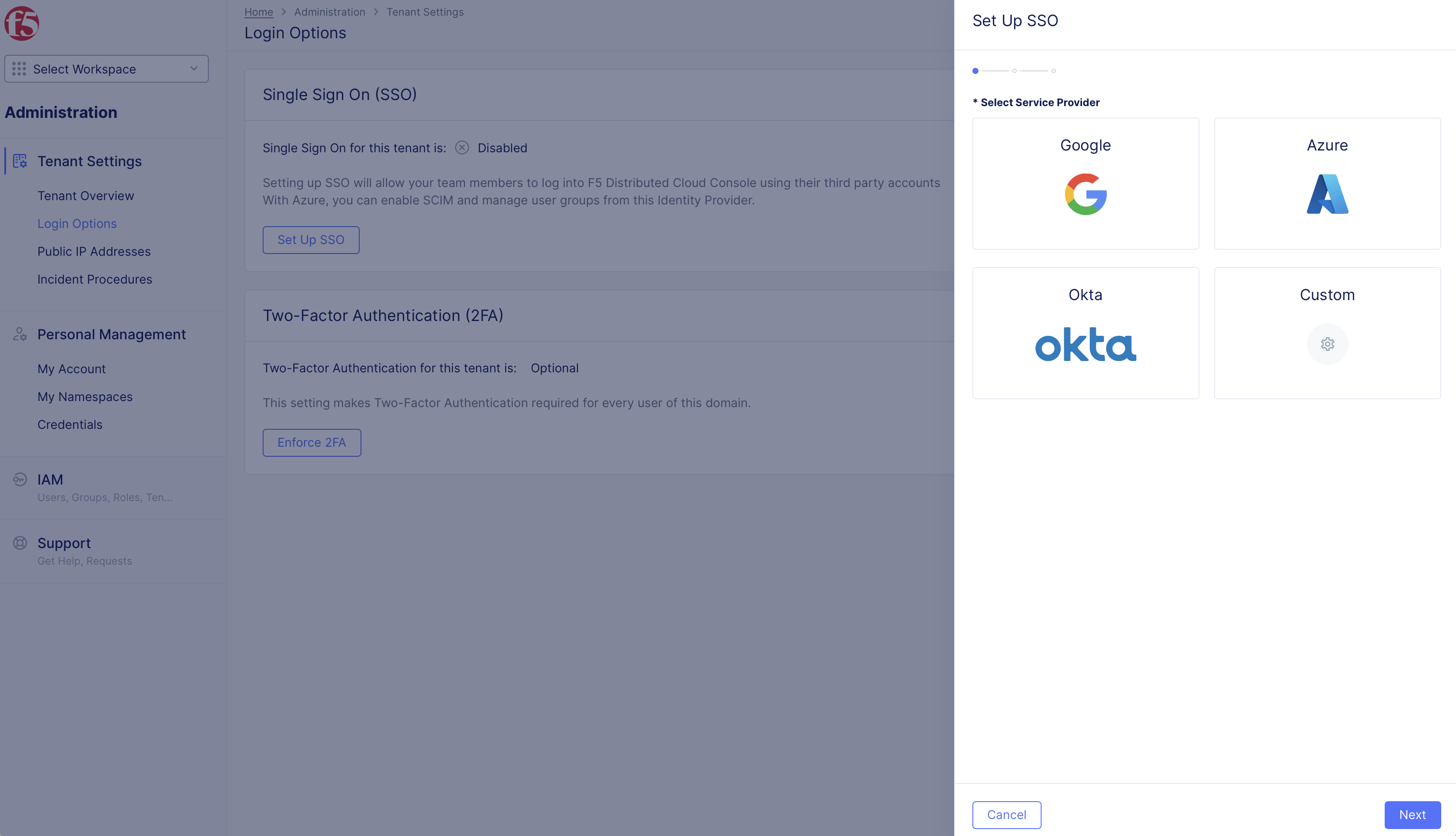 Figure: SSO Setup Page
