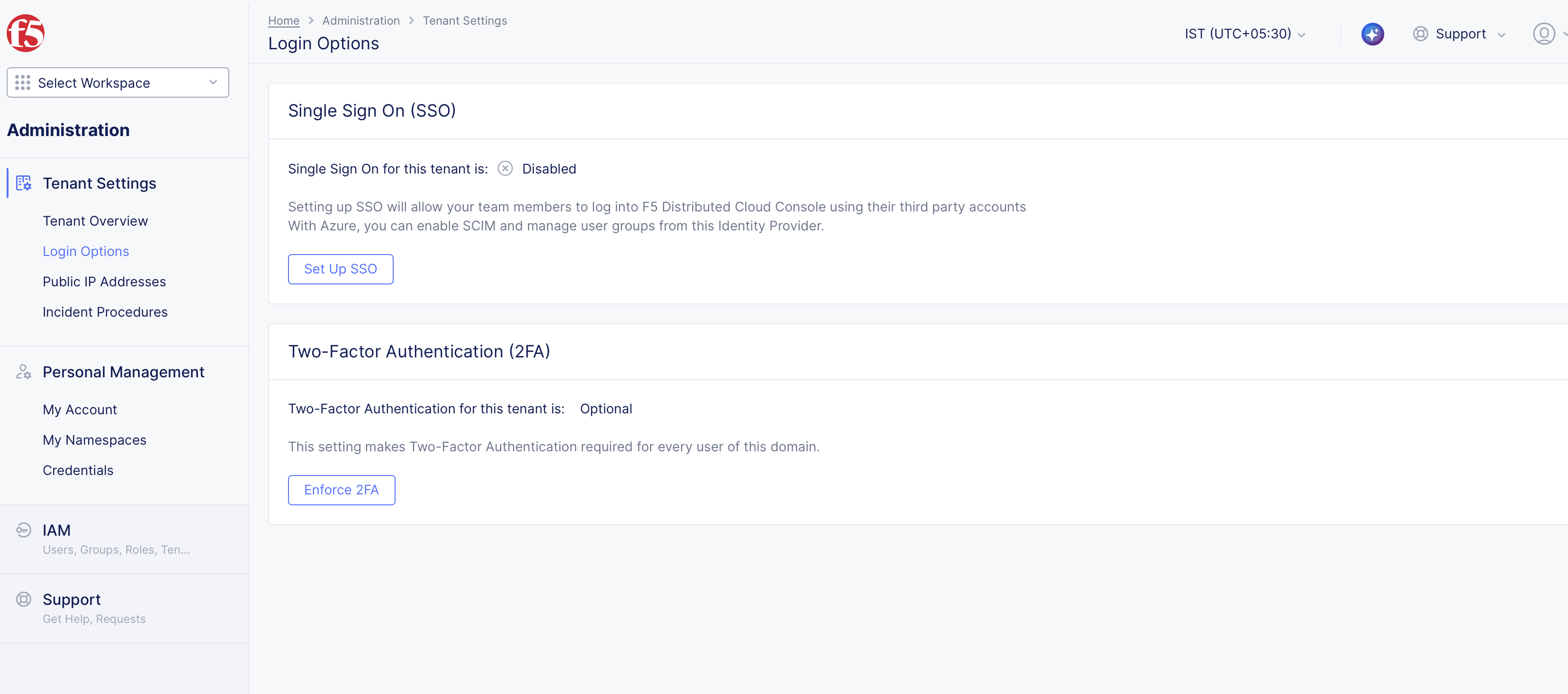Figure: SSO Setup Page
